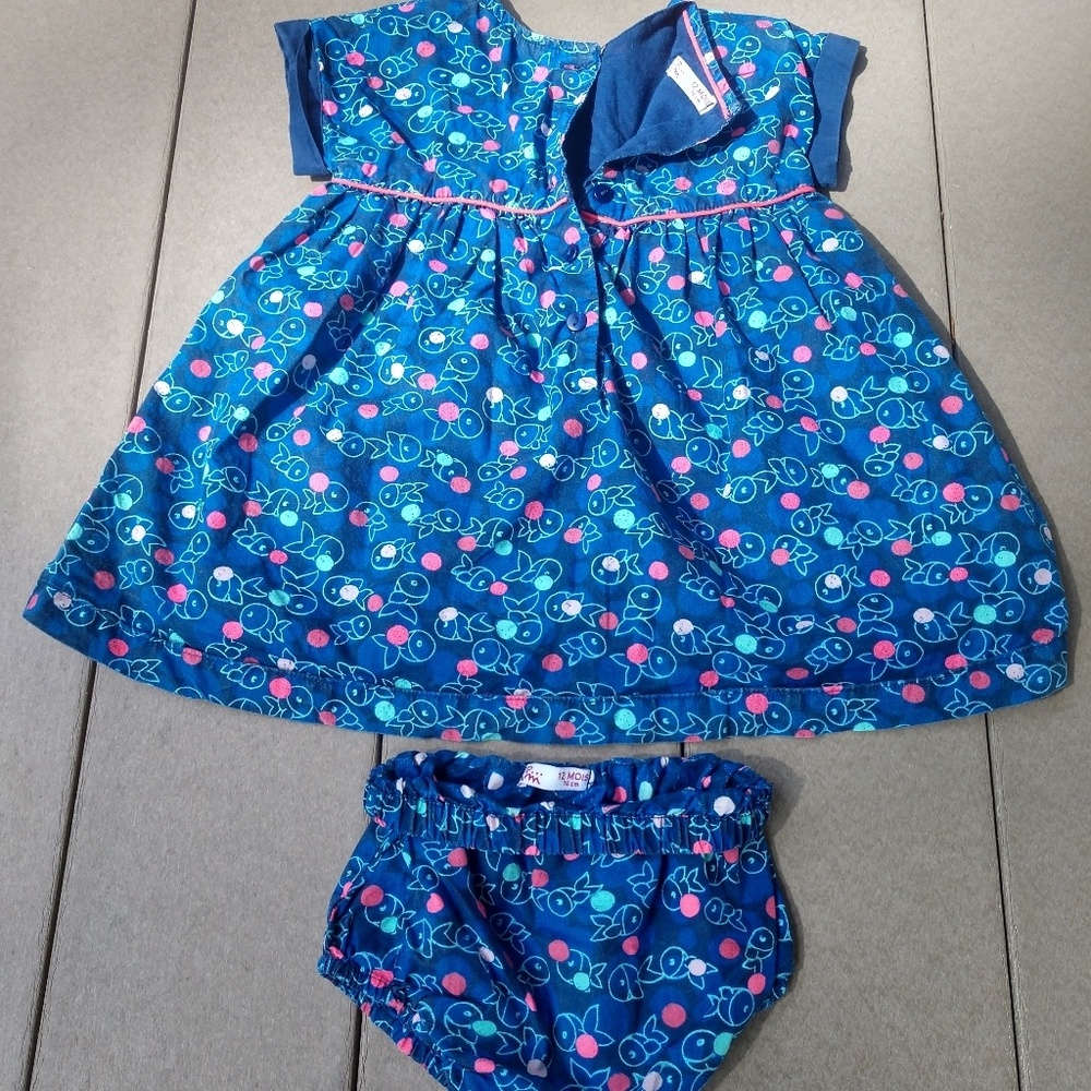🐟 print toddler dress with matching bloomers